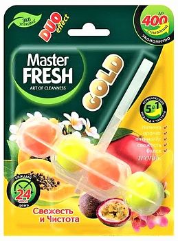Блок освежитель д/унитаза Master FRESH GOLD DUO EFFECT 5в1  ТРОПИК , 1шт (2079) 1/24 