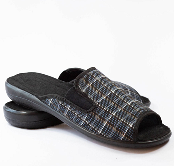 Тапочки М. дом. Фтора 817(ШОТЛАНДКА) откр.нос,резинка р.40-45 6пар *