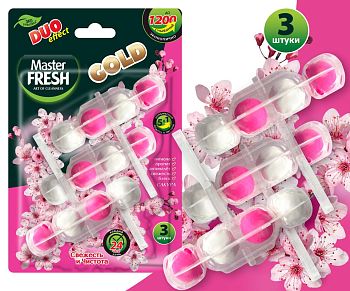 Блок освежитель д/унитаза Master FRESH GOLD DUO EFFECT 5в1 САКУРА, 3шт (2062) 1/24