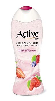 Гель-скраб для душа ACTIVE Иран "Клубника со сливками" 400мл (5380) 1/16