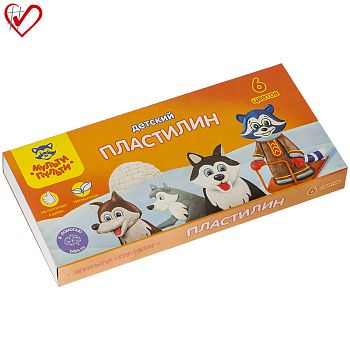 Пластилин  6 цветов "Енот на Аляске" 90 г ДП10232