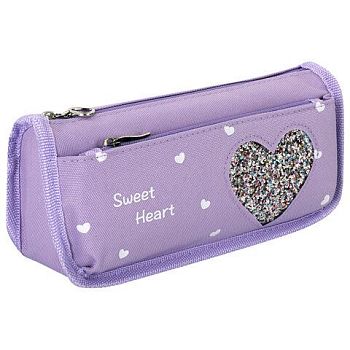 Пенал 2 отделения 210*60*90 Heart ЮНЛАНДИЯ полиэстер ,фиолетовый