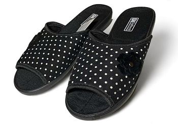 Тапочки женские домашние DaNvest СО-15-1 горох открытый нос черный р.37-41 6пар