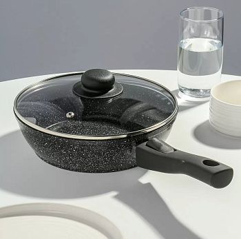 Сковорода 24см Гурман Классик а/п с крышкой индукция съемная ручка