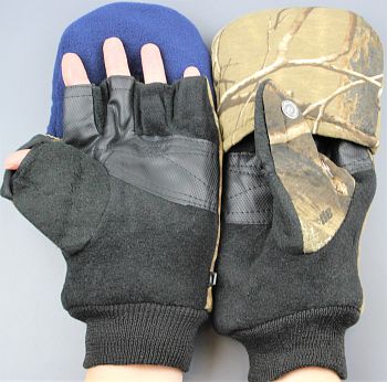 Варежки рыболовные Флис на кнопке Лес 1/60