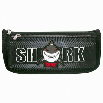 Пенал 2 отделения 210*60*90 Shark ЮНЛАНДИЯ полиэстер ,черный