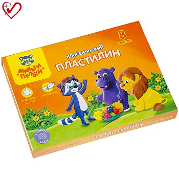 Пластилин  8цв "Приключения Енота" со стеком 160г 10207