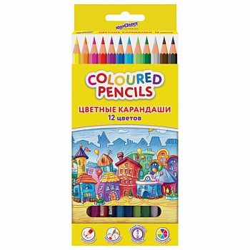 Карандаши 12 цветов "Домики" ЮНЛАНДИЯ 1/12