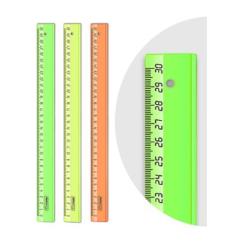 Линейка 30 см прозрачная ассорти ЛН32