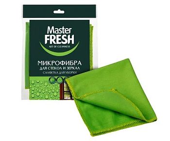 Салфетка микрофибра для стекол и зеркал Master FRESH Умная 1шт 30*40 1/20