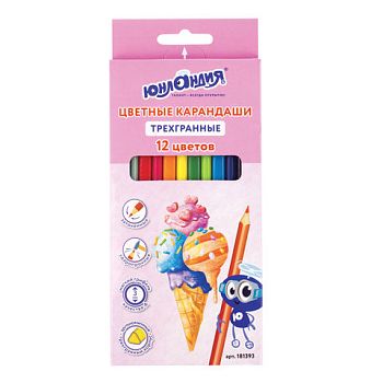 Карандаши 12 цветов "Сладкие истории" ЮНЛАНДИЯ 1/12