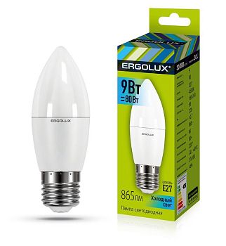Лампа светодиодная Ergolux LED С35-9W-E27-4K матовая 10/10