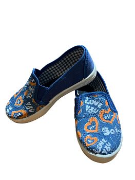 Кеды детские. ФЛОРА джинсовые, оранжевое сердце,синий р.30-35 6пар  Кеды детские. ФЛОРА джинсовые, оранжевое сердце,синий р.30-35 6пар