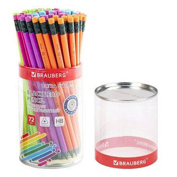 Карандаш чернографитный BRAUBERG Ultra Color с ластиком 181708