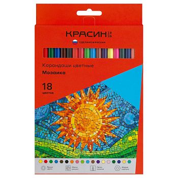 Карандаши 18цв "Мозаика" Красин шестигр.заточ.кар.уп 359652