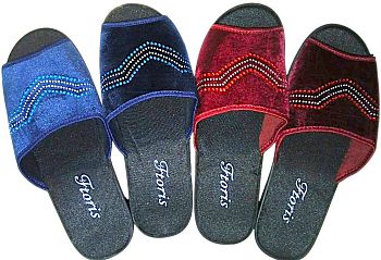 Тапочки Ж. дом. Фтора 862(ЗИГЗАГ СТРАЗЫ) откр.нос р.36-41 6п *