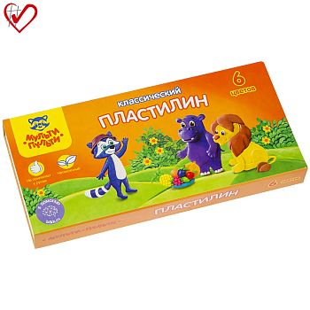 Пластилин  6 цветов "Приключения Енота" 120 г 10206