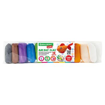 Пластилин 12цв легкий воздушный Brauberg kids 120г,3 стека 1/ 106306