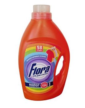 Гель для стирки Flora Color 2,3л для цвет.белья/6шт (оранжевый флакон)