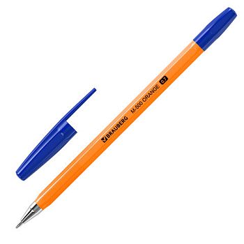Ручка шариковая  BRAUBERG М-500 ORANGE 07мм синяя, по 50шт 143448