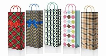 Пакет картон подарочный под бутылку 123*362*78 МЕГА