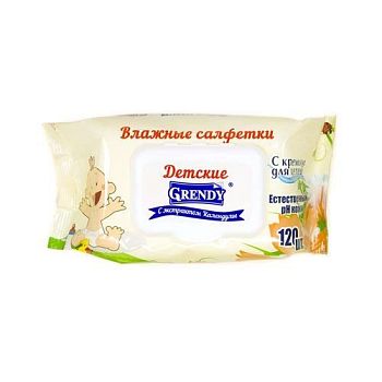 Салфетки влажные Grendy Детские (уп120шт) с календулой 1/12