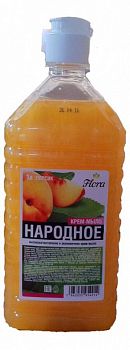 Мыло жидкое крем Народное Персик с дозатором Flora 1 литр 1/12