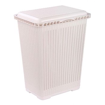 Корзина для белья 25 литров Вязаное плетение (беж) М6904 1/6