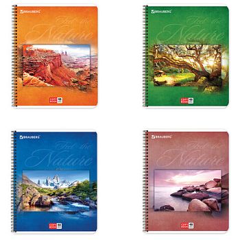 Тетрадь 48 листов клетка "Природа" BRAUBERG на гребне,картонная обложка 10шт/1шт 401874