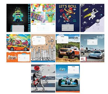 Тетрадь 12 листов клетка КРУПНАЯ " Микс.Для мальчиков " 20шт