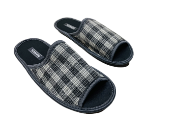 Тапочки М. дом. Манул Шотландка М-3 откр.нос р.40-45 6пар/30п *