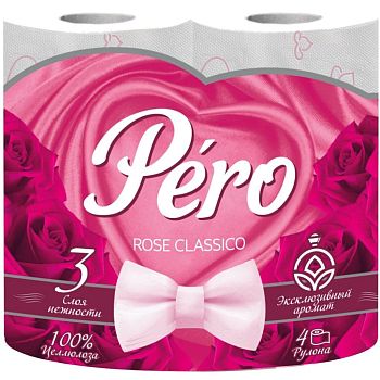 Т/бумага 3-сл. "Pero" Rose (уп=4шт/14м) 1/12