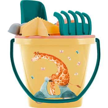 Набор детс. для игры с песком Животные LA1155 (ведерко, сито, совочек, грабельки, 4 формочки)