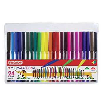 Фломастеры 24 цвета " Веселая такса " ПИФАГОР вентилируемый колпачок 1/8