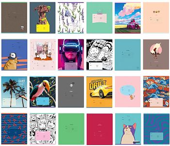 Тетрадь 24 листа клетка "SUPER Mix-24", эконом 12шт