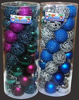 Шар Туба 40шт д5см однотонные,глянцевые,блестки СА-509 1/20