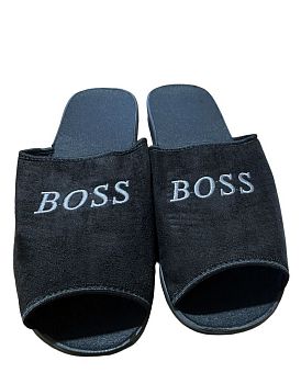 Тапочки М. дом. Фтора 802(БОСС) замша,откр.нос р.40-45 6п *