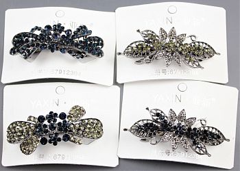 Заколка автомат Цветок и бант металл ZK-318L-23 1/12