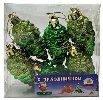 Набор Шишки 6шт. с блестками SD210 260шт.