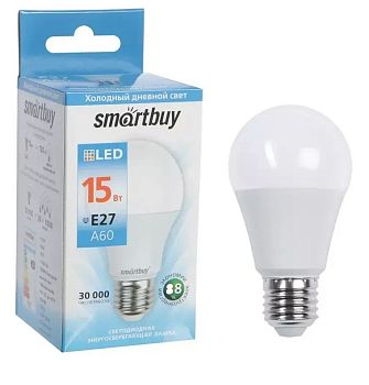 Лампа свет. Smartbuy ЛОН А60-15W-Е27-6К 