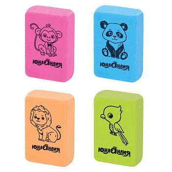 Ластик Юнландия "Зверушки" 28*18*10мм ассорти