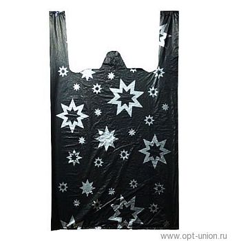 Пакет-майка "Звезда черная" (100шт)32+16*60 17мкм