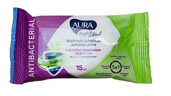 Салфетки влажные AURA TROPIK COCKTAIL ( упаковка 15 шт ) /110 шт