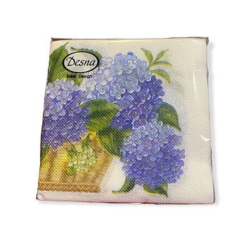 Салфетки бумажные DESNA DESIGN "Гортензия" 24*24 1-слойные 40листов/32шт
