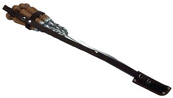 Шампура Набор 6шт 680*95*70мм деревянная ручка/ нержавеющая сталь/натуральная кожа получехол коричневый