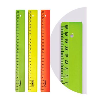 Линейка 25 см флуоресцентная пластик 20 штук