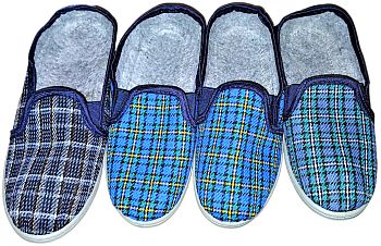 Тапочки Ж. вельвет с пяткой 2 резинки(шотландка) р.36-41 12п. [2.07]*