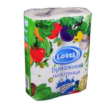 Полотенца бумажные 2-слойные "LOTTI","OVA"(упаковка 2 рулона) Белые 12шт.