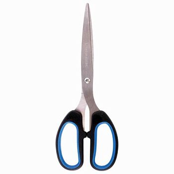 Ножницы 20,5см BRAUBERG "Classic+" черно-синие,резиновые вставки 1/12
