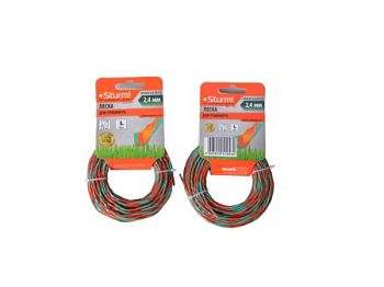 Леска для триммера 2.4мм*15м GT3535-2.4-3S-15 крученый квадрат,оранж/ зел. Sturm